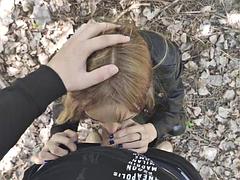 AnGelya G Leather Sucks Cock In Park
