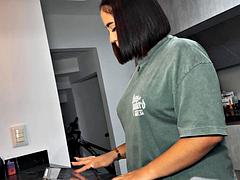 Lemariee Catches Her Chubby Girlfriend Solo in the Kitchen for Rough Hardcore Pounding and Deep Creampie