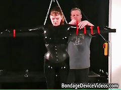 Kinky MILF gets tied and cunt inspected