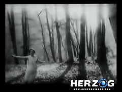 Naked lesbian girl eaten in the woods in 20s porn