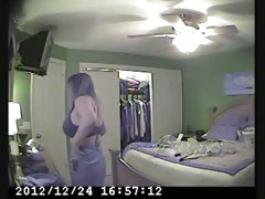 Hidden cam of my wifey putting on some clothes in our bedroom