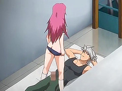 Hot girl with pink hair gets down on her knees to suck a dick