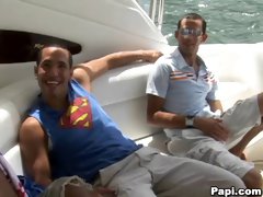 Outdoor party on the boat leads to gay dicking in the bedroom