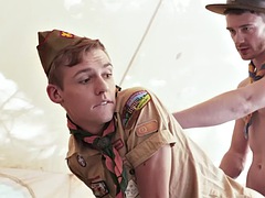 Twink scout gets rimmed and barebacked by guy in tent