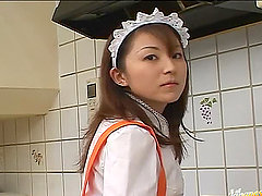 Maid Takes A Break To Suck Her Boss And Eat His Cum