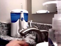 My crazy ass being a good example and washing my hands with TWO types of soap