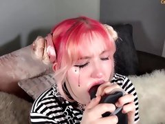 Kinky Slut Fucks Her Throat Hard With Big Dildo