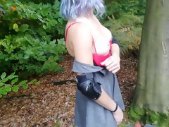 Ririducky Outdoor Public Flashing , Blowjob & Sex In A Forest By A French - Skater Girl