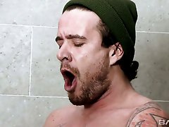 Emotional tattooed nympho Adreena Winters is fucked in the shower
