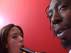 Byron Long with natural tits gets penetrated by a black cock