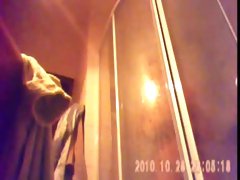 26 yo brunette with big tits caught by spy cam in shower