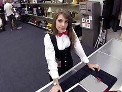Sexy card dealer nailed in the pawnshop