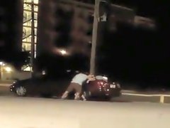 Drunk girl doing it in the parking