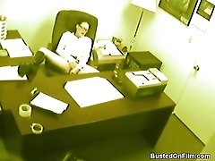 Sexy office girl masturbates on security cam