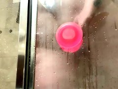 BBW FUCKS HER ASS WITH 8 INCH DILDO IN SHOWER