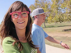 Babe in Glasses Holly Michaels Deepthroats and Fucks in Public