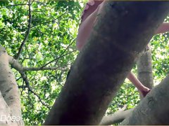 Wifes Outdoor Tree Climbing No Panties Public Nudity
